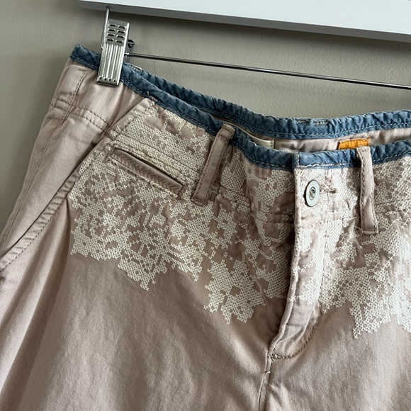 ANTHROPOLOGIE Pilcro- Embroidered Straight Leg Khaki Pants - Picture 5 of 8